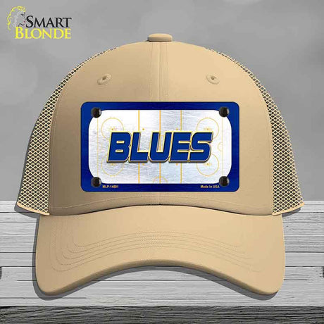 BLUES Graphic Novelty License Plate Hat HAT-MLP-14681 Mesh Khaki