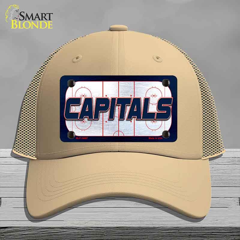 CAPITALS Graphic Novelty License Plate Hat HAT-MLP-14687 Mesh Khaki