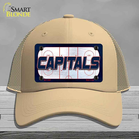 CAPITALS Graphic Novelty License Plate Hat HAT-MLP-14687 Mesh Khaki