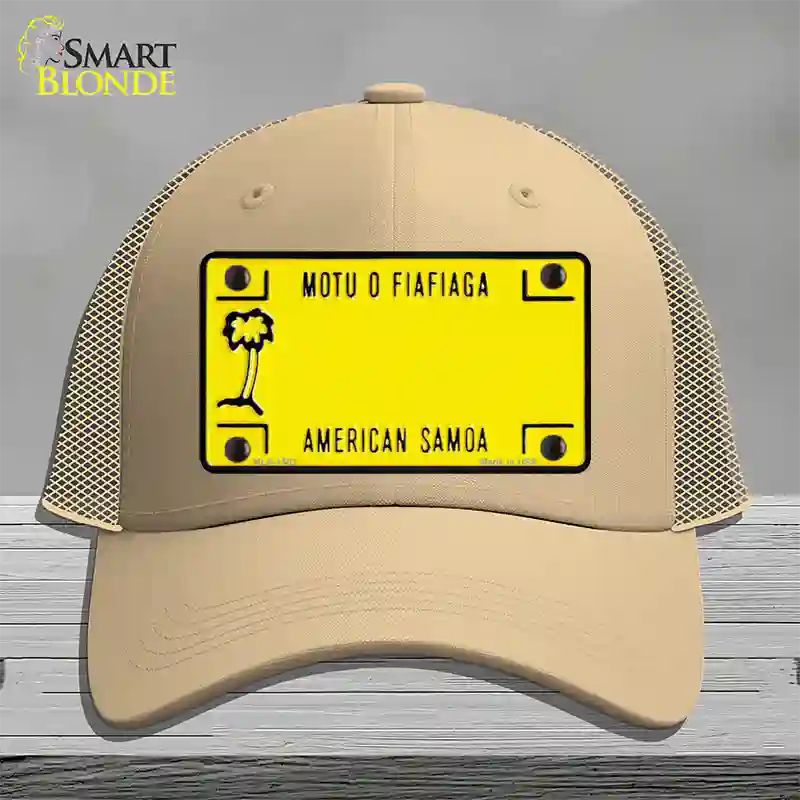 American Samoa Novelty License Plate Hat Mesh / Khaki