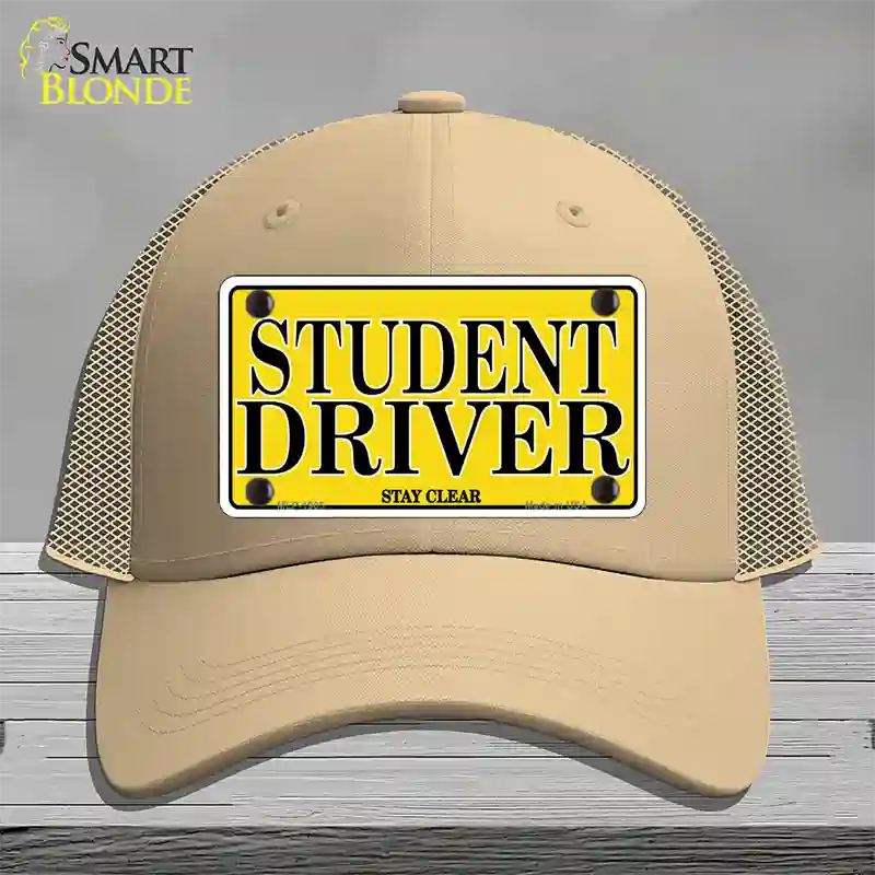 Student Driver Novelty License Plate Hat Mesh / Khaki