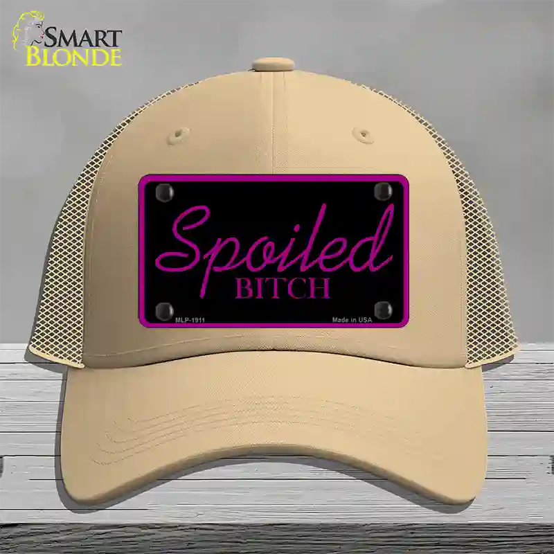 Spoiled Bitch Novelty License Plate Hat Mesh / Khaki
