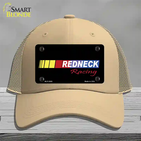 Redneck Racing Novelty License Plate Hat Mesh / Khaki