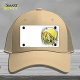 Softball Offset Novelty License Plate Hat Mesh / Khaki