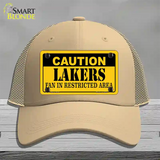 Caution Lakers Fan Novelty License Plate Hat Mesh / Khaki