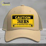 Caution 76ers Fan Novelty License Plate Hat Mesh / Khaki