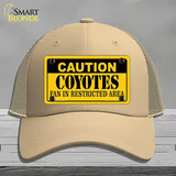 Caution Coyotes Novelty License Plate Hat Mesh / Khaki