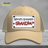 Worlds Greatest Grandpa Novelty License Plate Hat Mesh / Khaki