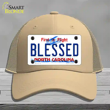 Blessed North Carolina Novelty License Plate Hat Mesh / Khaki
