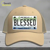 Blessed Michigan State Novelty License Plate Hat Mesh / Khaki