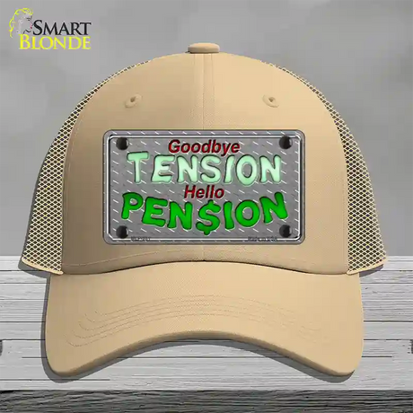 Tension Pension Novelty License Plate Hat Mesh / Khaki