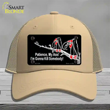 Patience My Ass Novelty License Plate Hat Mesh Khaki
