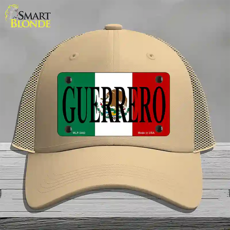 Guerrero Mexico Flag Novelty License Plate Hat Mesh / Khaki