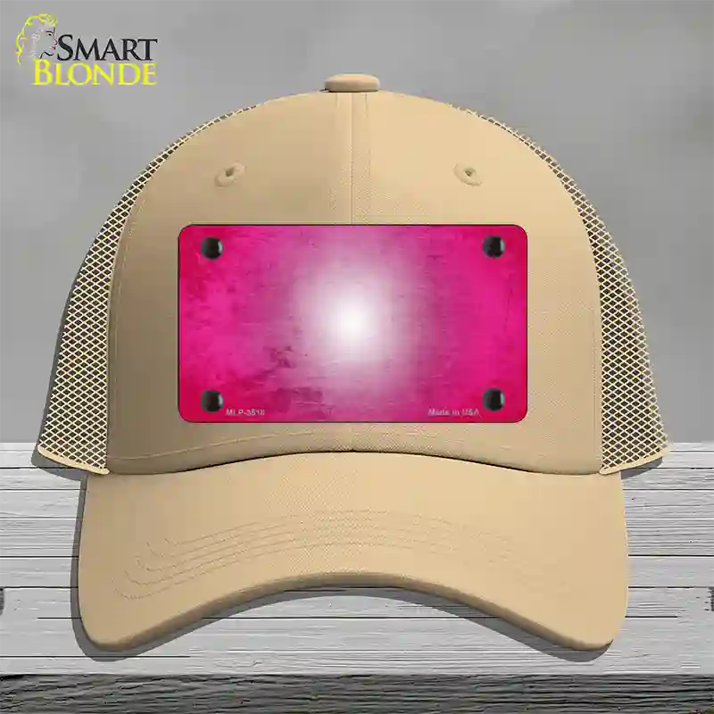 Pink White Fade Scratched Novelty License Plate Hat Mesh / Khaki