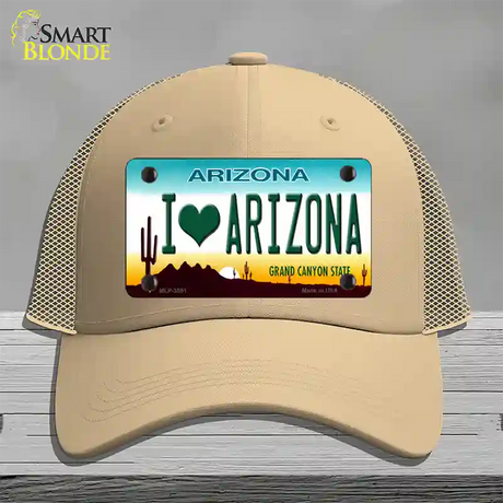 I Love Arizona Novelty License Plate Hat Mesh / Khaki