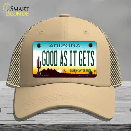 Good As It Gets Arizona Novelty License Plate Hat Mesh / Khaki