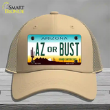 Arizona Az Or Bust Novelty License Plate Hat Mesh / Khaki