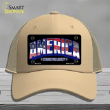 America Novelty License Plate Hat Mesh / Khaki