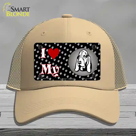I Love My Basset Hound Novelty License Plate Hat Mesh / Khaki