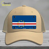 Cape Verde Flag Novelty License Plate Hat Mesh / Khaki