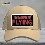 Rather Be Flying Novelty License Plate Hat Mesh Khaki