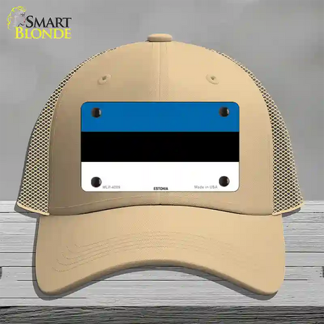 Estonia Flag Novelty License Plate Hat Mesh / Khaki