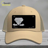 Diamonds Offset Novelty License Plate Hat Mesh / Khaki