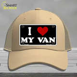 I Love My Van Black Novelty License Plate Hat Mesh / Khaki