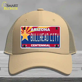 Arizona Centennial Bullhead City Novelty License Plate Hat Mesh / Khaki