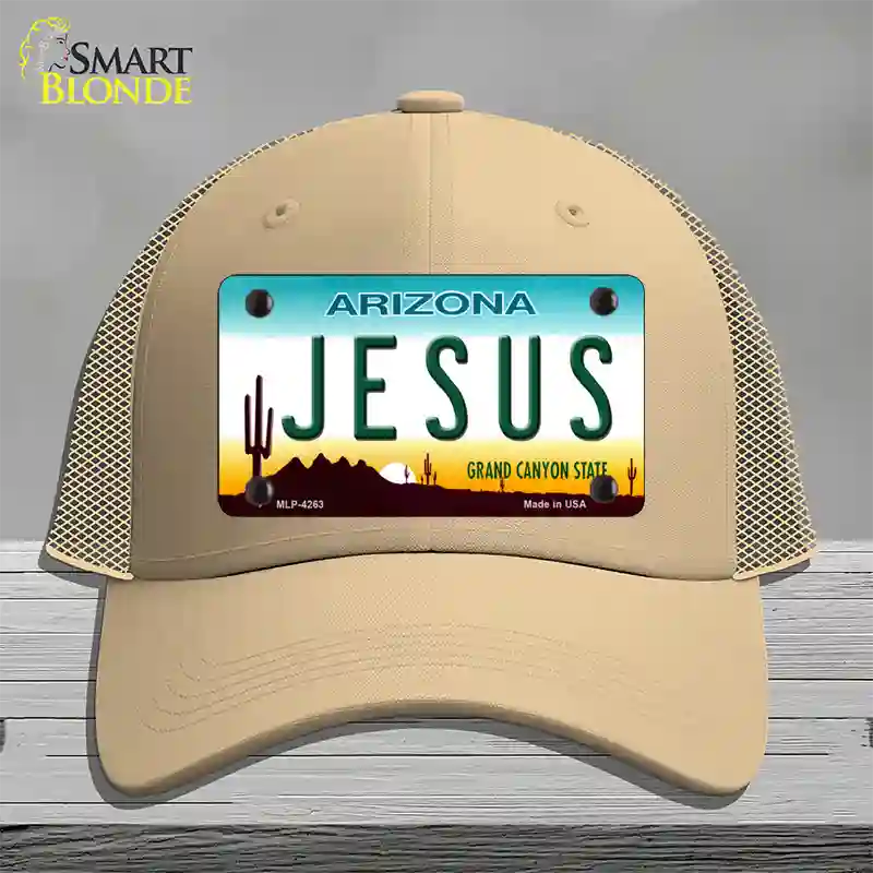 Jesus Arizona State Novelty License Plate Hat Mesh / Khaki