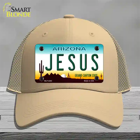 Jesus Arizona State Novelty License Plate Hat Mesh / Khaki