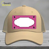Pink White Quatrefoil Center Scallop Novelty License Plate Hat Mesh / Khaki