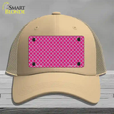 Pink White Quatrefoil Novelty License Plate Hat Mesh / Khaki