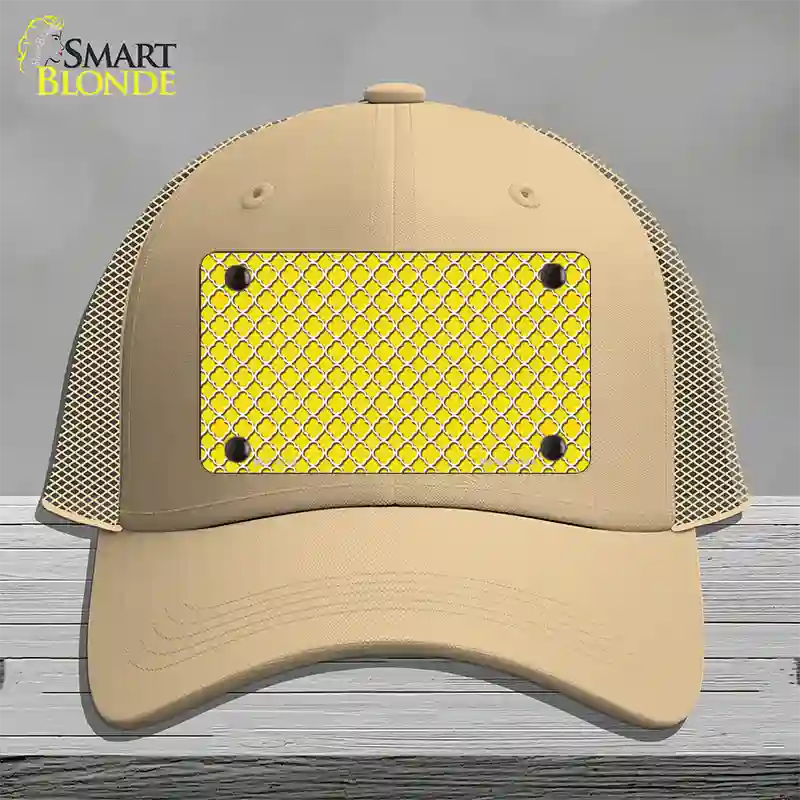 Yellow White Quatrefoil Novelty License Plate Hat Mesh / Khaki