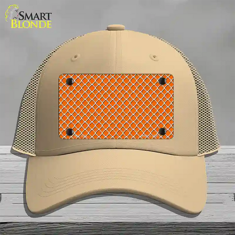 Orange White Quatrefoil Novelty License Plate Hat Mesh / Khaki