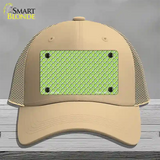 Lime Green White Quatrefoil Novelty License Plate Hat Mesh / Khaki