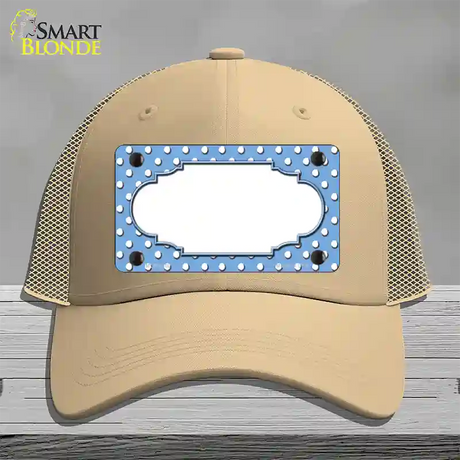 Scallop Light Blue White Polka Dot Novelty License Plate Hat Mesh / Khaki