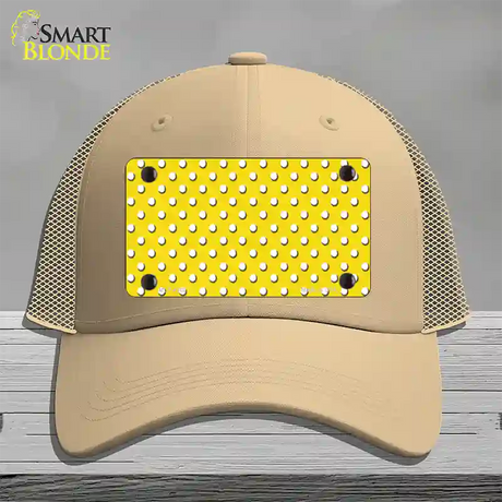 Yellow Polka Dot Novelty License Plate Hat Mesh / Khaki