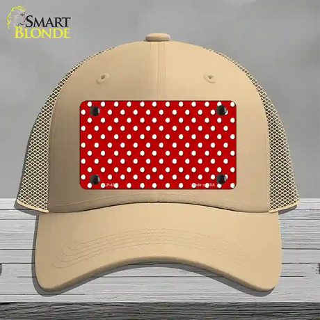 Red Polka Dot Novelty License Plate Hat Mesh / Khaki