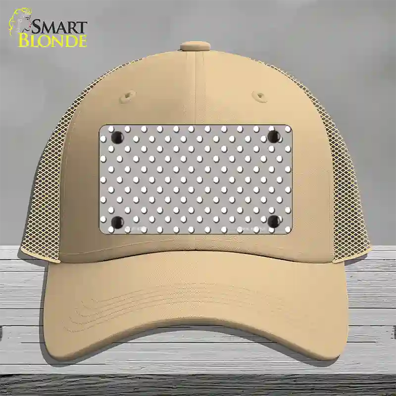 Grey Polka Dot Novelty License Plate Hat Mesh / Khaki