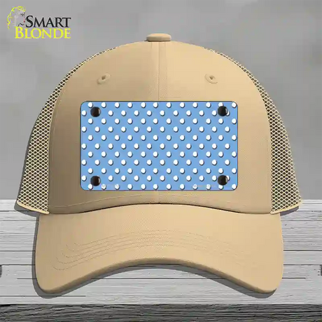 Light Blue Polka Dot Novelty License Plate Hat Mesh / Khaki