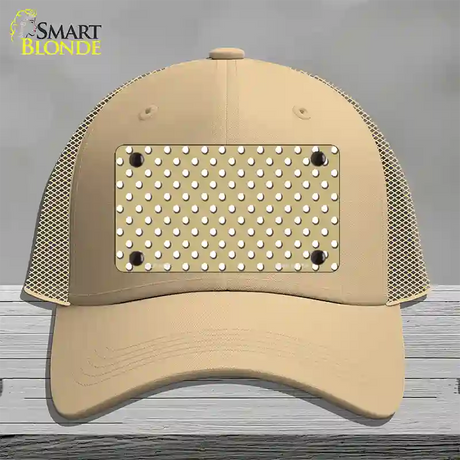 Gold Polka Dot Novelty License Plate Hat Mesh / Khaki