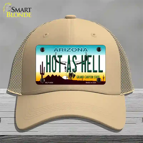 Hot As Hell Arizona Novelty License Plate Hat Mesh / Khaki