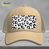 White Black Cheetah Novelty License Plate Hat Mesh / Khaki