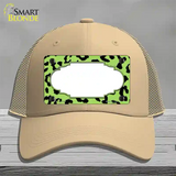 Lime Green Black Cheetah Scallop Novelty License Plate Hat Mesh / Khaki