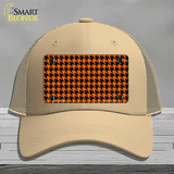 Orange Black Houndstooth Novelty License Plate Hat Mesh / Khaki