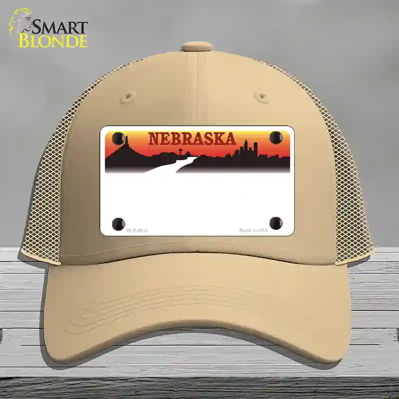 Nebraska Amber State Blank Novelty License Plate Hat Mesh / Khaki