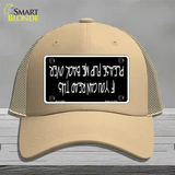 Flip Me Over Metal Novelty License Plate Hat Mesh / Khaki
