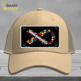 Autism Awareness Ribbon Novelty License Plate Hat Mesh / Khaki