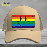 Smiley Face Novelty License Plate Hat Mesh Khaki